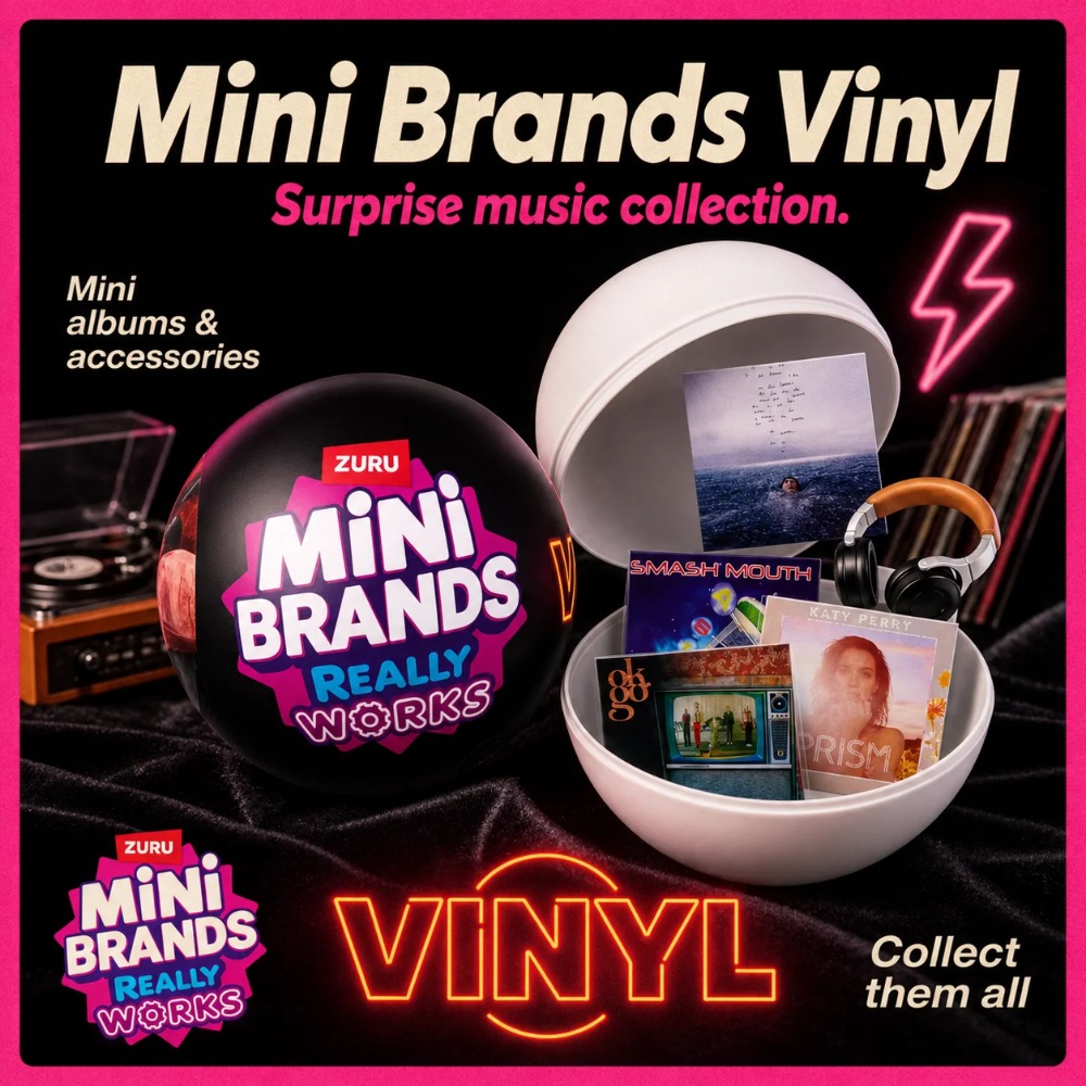 Party Games Music - ZURU Mini Brands ลูกบอลไวนิลเซอร์ไพรส์ แผ่นเสียงขนาดเล็กที่เล่นได้ ของขวัญสะสมที่เหมาะสำหรับคนรักดนตรีและนักสะสมของเล่นขนาดเล็ก